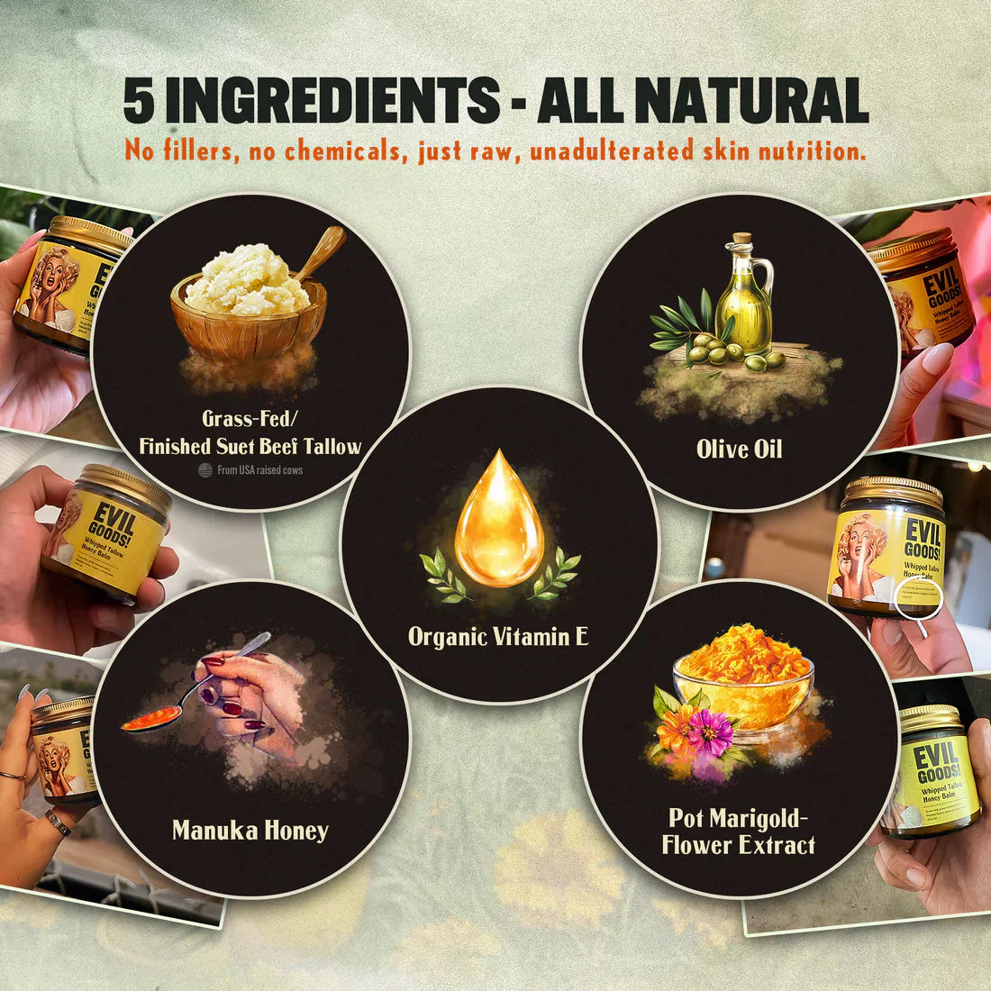 Organic Tallow & Manuka Balm – Face, Body & Lip Care (4oz)